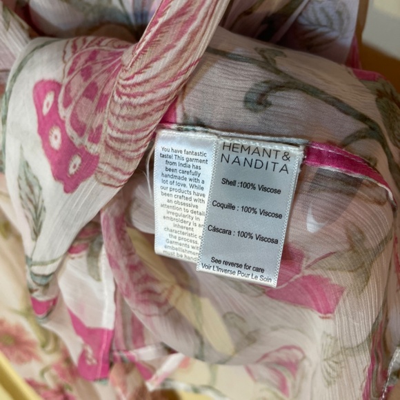 HEMANT & NANDITA Floral Sheer Blouse - Pink and Green - Picture 10 of 16